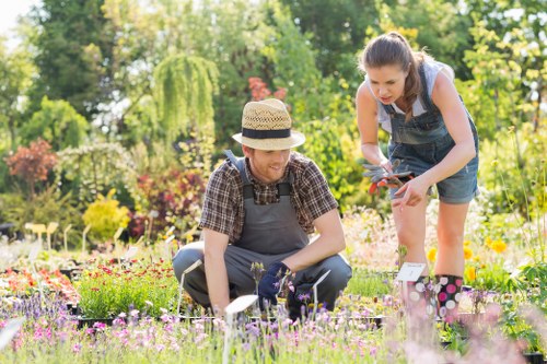 Garden risk assessment being completed before maintenance work begins